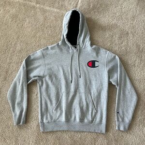 Champion PowerBlend Fleece Pullover Hoodie Sweatshirt Mens Size Large Gray